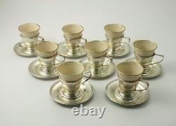 Lady Laybrook International Sterling Silver Cups And Saucers with lining Set Of 8