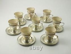 Lady Laybrook International Sterling Silver Cups And Saucers with lining Set Of 8