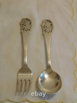 Mickey Mouse Sterling Silver Fork & Spoon Set International Sterling / 53 Grams