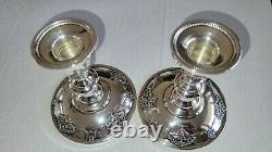 Pair of Sterling Silver 3-Candle Candelabras, Queens Lace International Silver
