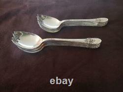 RIVIERA by INTERNATIONAL Sterling Silver Art Deco Set 6 ICE CREAM FORKS 5 1/5