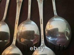 RIVIERA by INTERNATIONAL Sterling Silver Art Deco Set 6 ICE CREAM FORKS 5 1/5