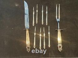 Royal Danish By International Sterling Silver Set Of 8 Nut Picks And Carving Set