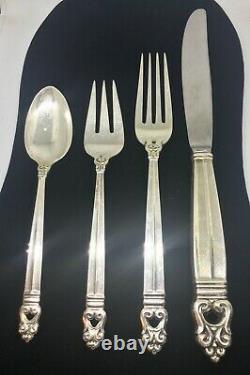 Royal Danish Sterling Silver Flatware Set Of 4, 201.7 Grams Forks Knife Spoon