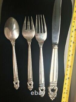 Royal Danish Sterling Silver Flatware Set Of 4, 201.7 Grams Forks Knife Spoon