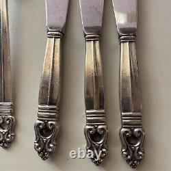 STERLING SILVER INTERNATIONAL ROYAL DANISH FISH SERVING FORK 9 110g + Knives