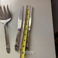 STERLING SILVER INTERNATIONAL ROYAL DANISH FISH SERVING FORK 9 110g + Knives