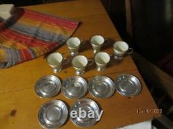 STERLING SILVER INTERNATIONAL egg cups/SAUCERSLENOX CHINA egg cups SET/6