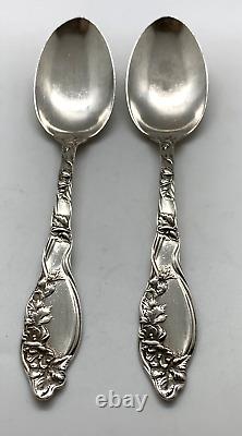 Set 2 Mille Fleurs International Sterling Silver Oval Soup Spoon 1904 Dessert