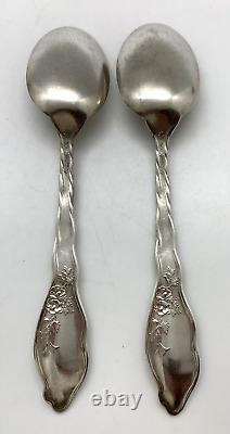 Set 2 Mille Fleurs International Sterling Silver Oval Soup Spoon 1904 Dessert