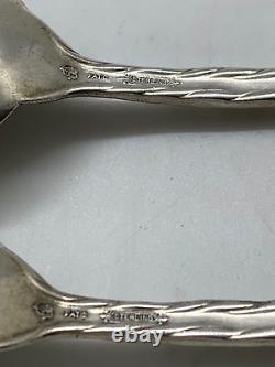 Set 2 Mille Fleurs International Sterling Silver Oval Soup Spoon 1904 Dessert