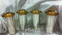Set of 4 International Sterling Silver Mint Julep Cup Tumblers with Gold Wash P709