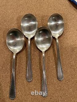Set of 4 International Sterling Silver Pine Tree Cream Soup Spoons 5 7/8