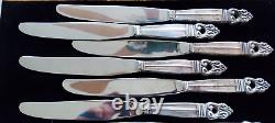 Set of 6 International Sterling Silver Handle Royal Danish Dinner Knives 8 3/4