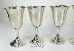 Set of 6 Sterling Silver Lord Saybrook INternational Wine Water Goblets Cups