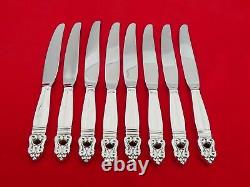 Set of 8 International Sterling Silver Royal Danish Large Dinner Knives BN-1