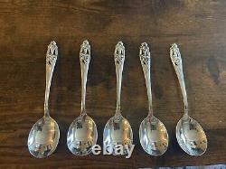Silver Iris by International Sterling Silver Spoon Approx 6 3/8 Set Of 5
