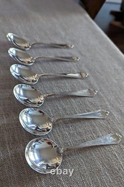 Sterling Silver BOUILLON SOUP SPOONS/teaspoons INTERNATIONAL SHIRLEY Set of 6