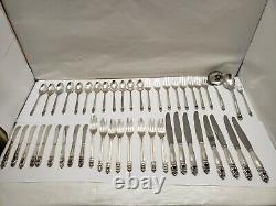Sterling Silver Flatware Royal Danish by International 46 Piece Set with 1954 Case