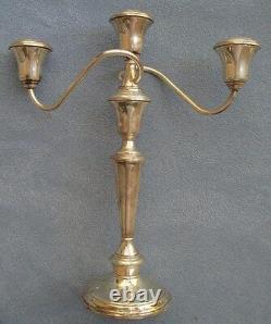 TWO International Sterling Silver 3 Light Candelabra Candle Holders