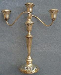 TWO International Sterling Silver 3 Light Candelabra Candle Holders