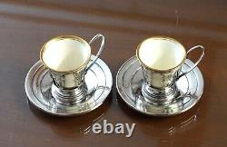 TWO Lenox China International Sterling Silver Demitasse Cups withSaucers