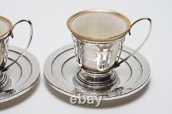 TWO Lenox China International Sterling Silver Demitasse Cups withSaucers