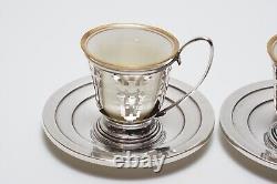 TWO Lenox China International Sterling Silver Demitasse Cups withSaucers