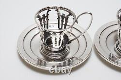 TWO Lenox China International Sterling Silver Demitasse Cups withSaucers