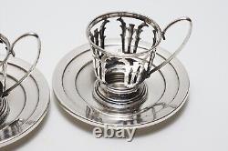 TWO Lenox China International Sterling Silver Demitasse Cups withSaucers