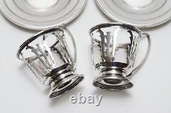 TWO Lenox China International Sterling Silver Demitasse Cups withSaucers