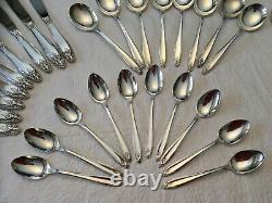 Vintage International STERLING SILVER Silverware Set PRELUDE 53 PCS with Box