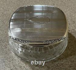 Vintage International Sterling Silver And Crystal 4 3/4 Dresser Jar