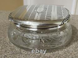 Vintage International Sterling Silver And Crystal 4 3/4 Dresser Jar