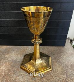 Vintage International Sterling Silver Gold Plated Catholic Chalice E811 20 ozt