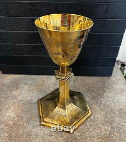 Vintage International Sterling Silver Gold Plated Catholic Chalice E811 20 ozt