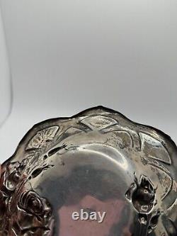 Vintage International Sterling Silver Rose Embossed 7 Bon Bon Bowl C1055