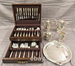 Vtg. Sterling Silver International Royal Danish Flatware and Tea Set 85 Pieces