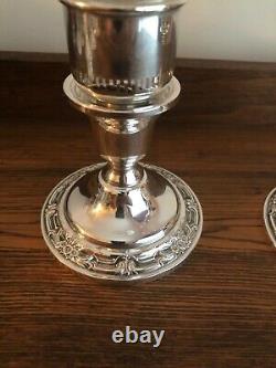 Wild Rose International N243 Candle Holders Set of 2 Sterling Silver with Shades