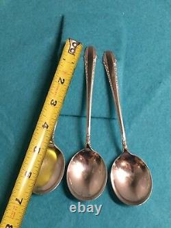 3 Spoons Internationaux De Soupe En Argent Sterling, Enchanteresse 6-3/8 Long Art Deco