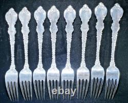8 Fourchettes de table en argent sterling international de 7-3/8 pouces, modèle DuBarry de 1968, SANS MONO