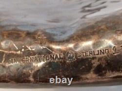 Antique Hammered International Sterling Flask American Silver 1/2 Pinte