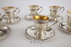 Ensemble de 12 pièces de tasse à café en argent international antique