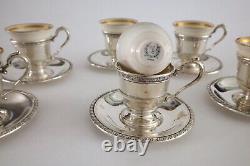 Ensemble de 12 pièces de tasse à café en argent international antique