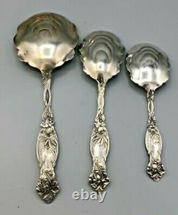 Frontenac Par International Sterling Silver 3 Pièces Fancy Serving Spoons, Antique