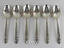 International Royal Danish Sterling Silver Oval Soup Spoons 6 7/8 Ensemble De 6