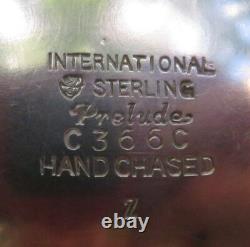 International Sterling Silver Handchased Prelude 3pc Coffee Server Creamer Sugar