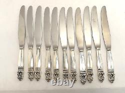 Lot de 11 couteaux de dîner en argent sterling Royal Danish International de collection