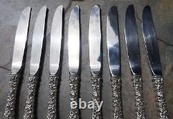 Modèle DuBarry, 8 couteaux modernes creux assortis en argent sterling International