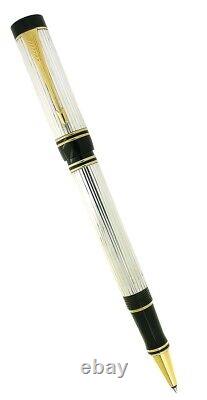 Nouveau stylo à bille à encre gel Parker International en argent sterling avec motif godron de 1992
